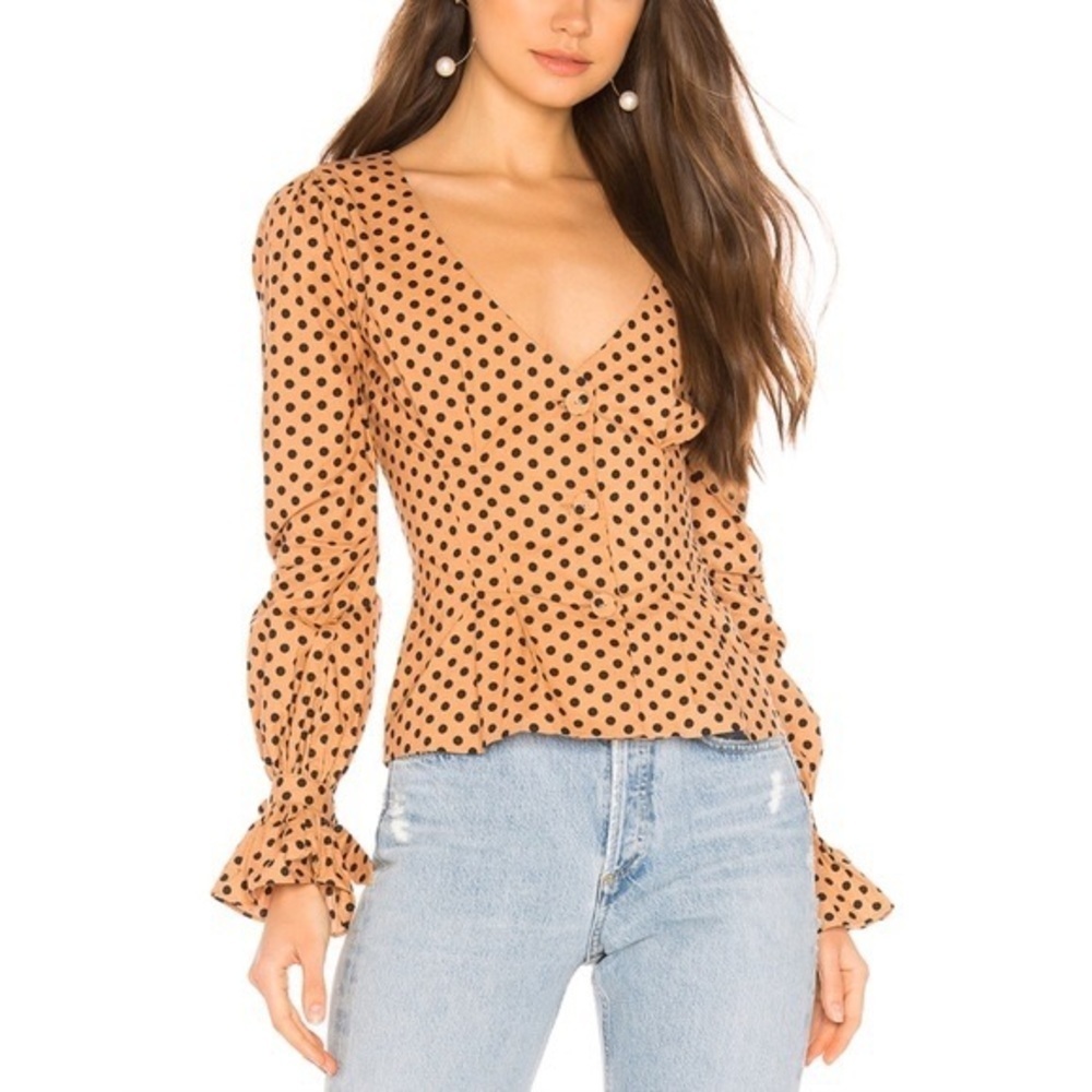 Majorelle Claire Polka Dot Long Sleeve Top